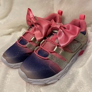 Girls Stride Rite Light Up Bows Hook Loop Sz 11.5W